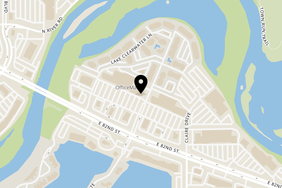 Map showing the location of Desi Chowrastha - Indian Eatery Indianapolis on 3838 E 82nd St in Indianapolis